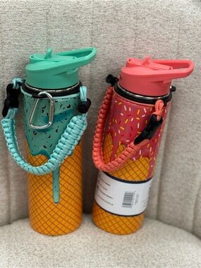 2 Frostbuddy Ice Cream Print Water Bottles with Teal or Coral Lid